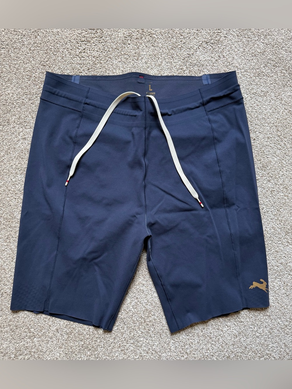 Tracksmith Navy Men's Running Shorts with Gold Logo - Picture 3 of 4